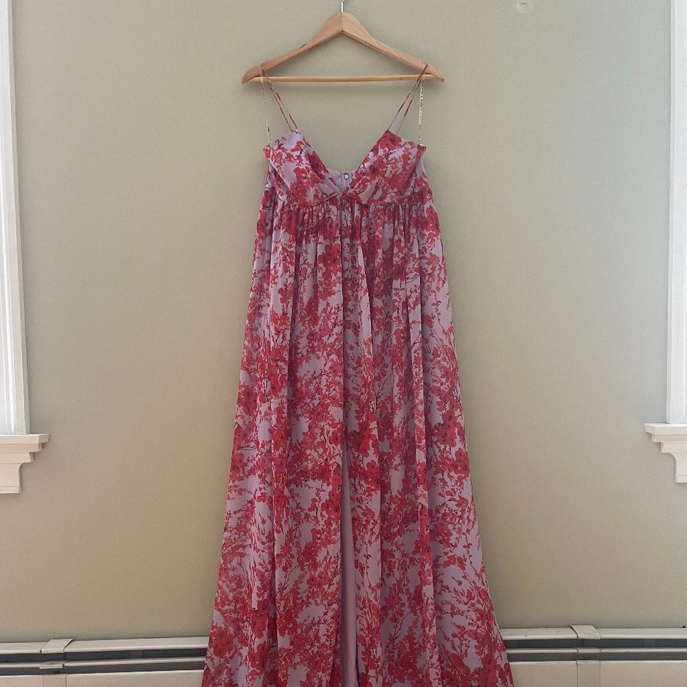 Sachin & Babi Jessica Front-Slit V-Neck Chiffon Gown NEW WITH TAGS